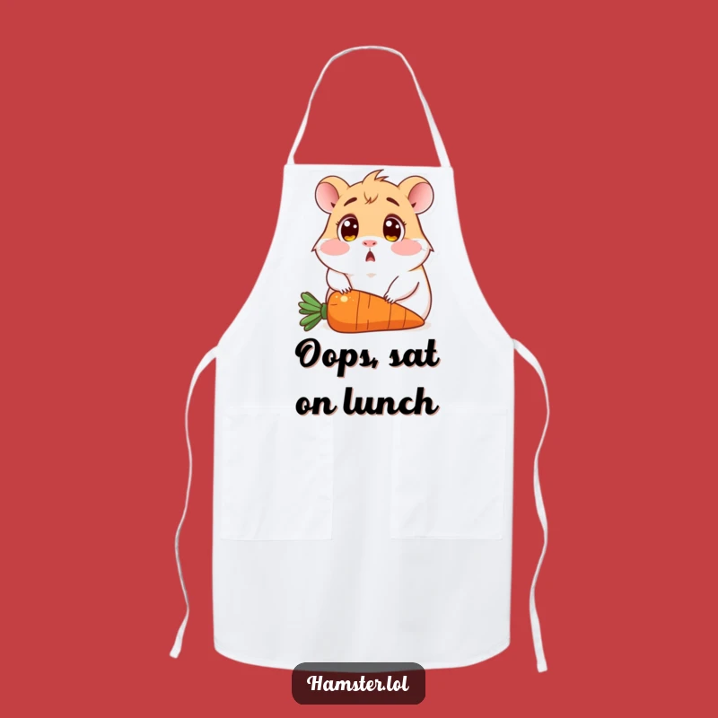 Funny Hamster Apron: Chef's accessory with surprised rodent on carrot, a kitchen funny gift