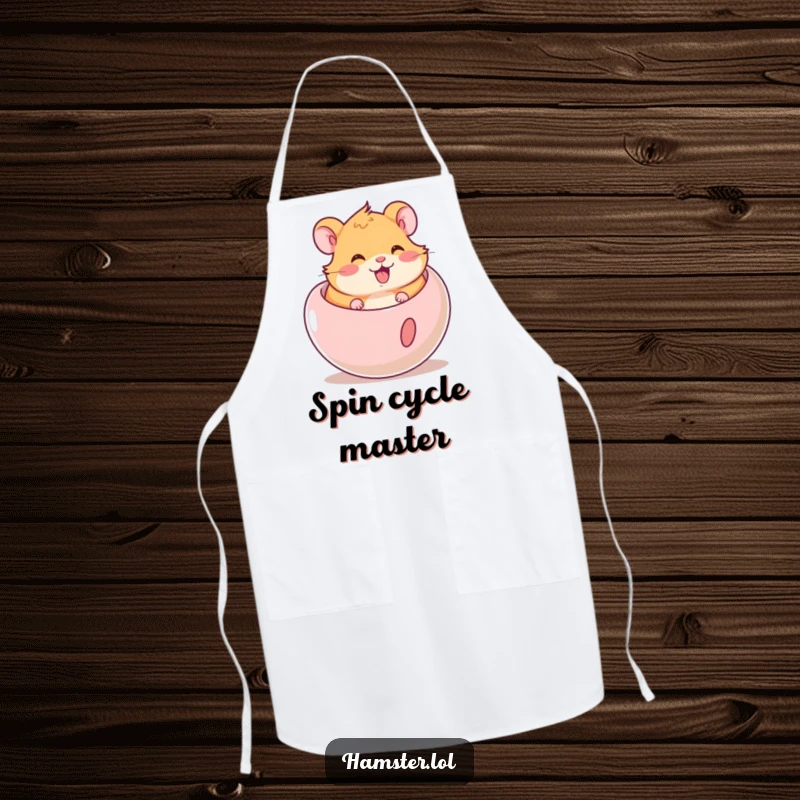 Funny Hamster Apron: Cute hamster happily rolling in a ball, ready to add cheer to any kitchen task.