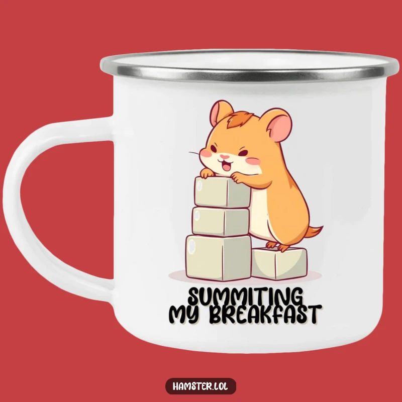 Funny Hamster Climbing Blocks Camping Mug - Rugged & Hilarious Outdoor Fun