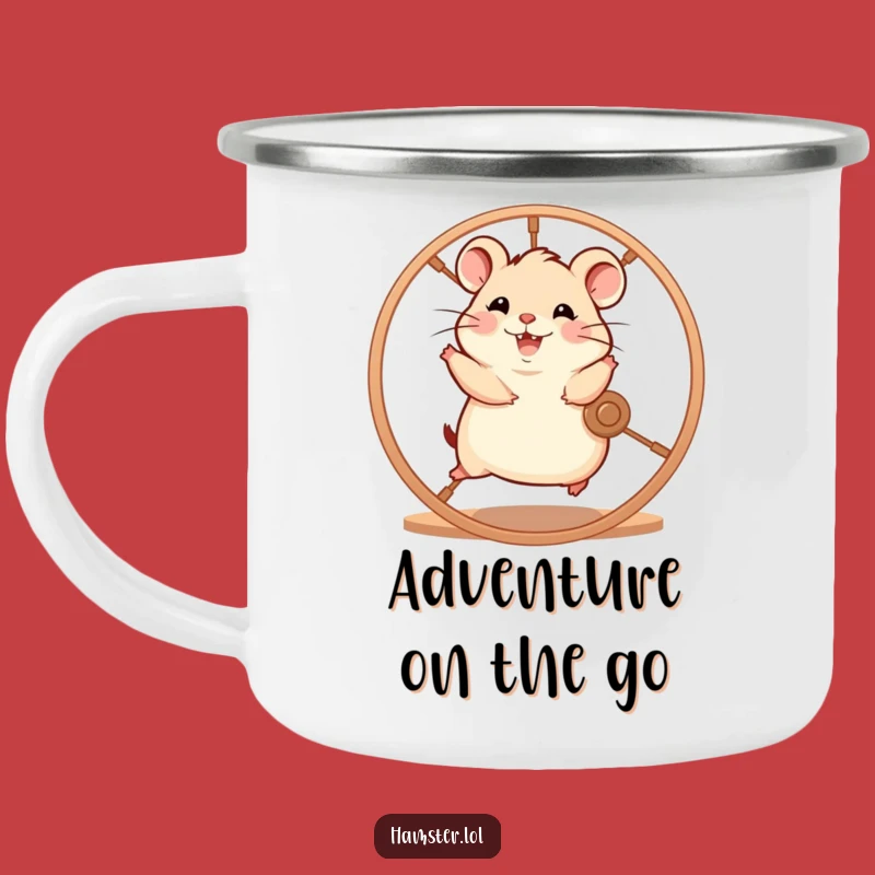 Funny Hamster Wheel Camping Mug: Rugged Energy, Outdoor Humorous Gift