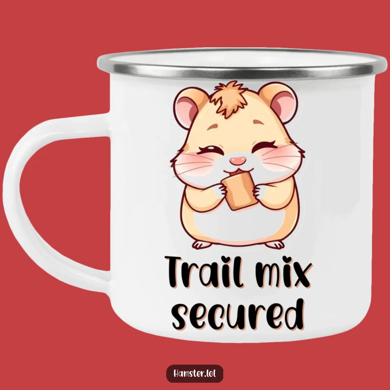 Funny Hamster Camping Mug: Enamel mug with cheeky winking rodent, a rugged funny gift