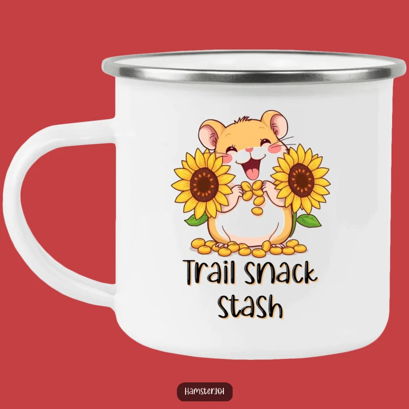 Funny Hamster Seed Camping Mug: Cute Character Stuffing Cheeks, Outdoor Humorous Gift for Campers
