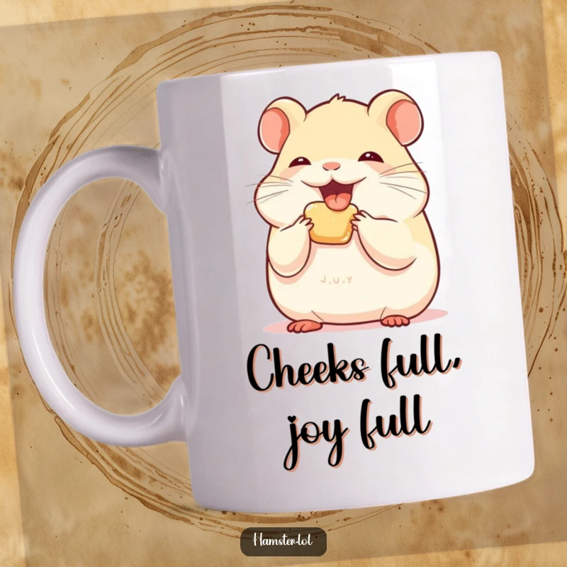 Funny hamster character gleefully stuffing its cheeks full, expressing pure joy and abundance.