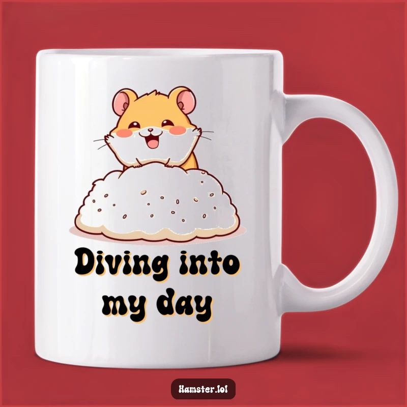 Funny Dive Hamster Bedding Mug - Happy Character Gift Idea