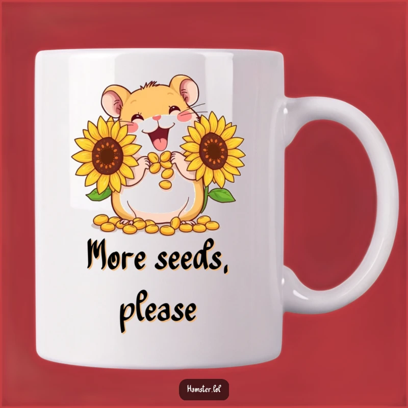 Funny Hamster Seed Mug: Cute Character Stuffing Cheeks with Giant Seeds, Perfect Humorous Gift
