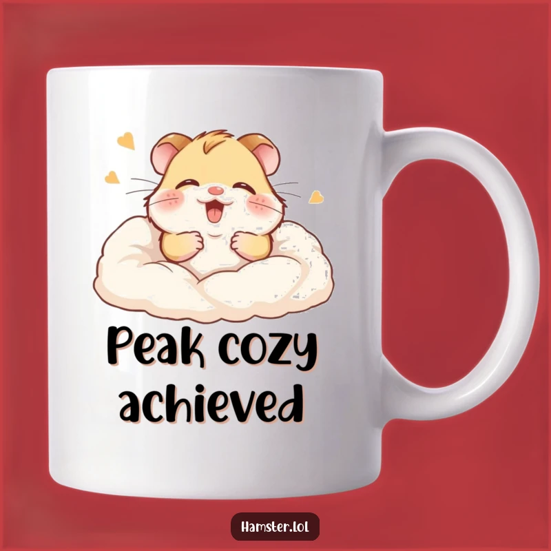 Funny Giggling Hamster Mug: Happy rodent buried in bedding, a cute funny gift