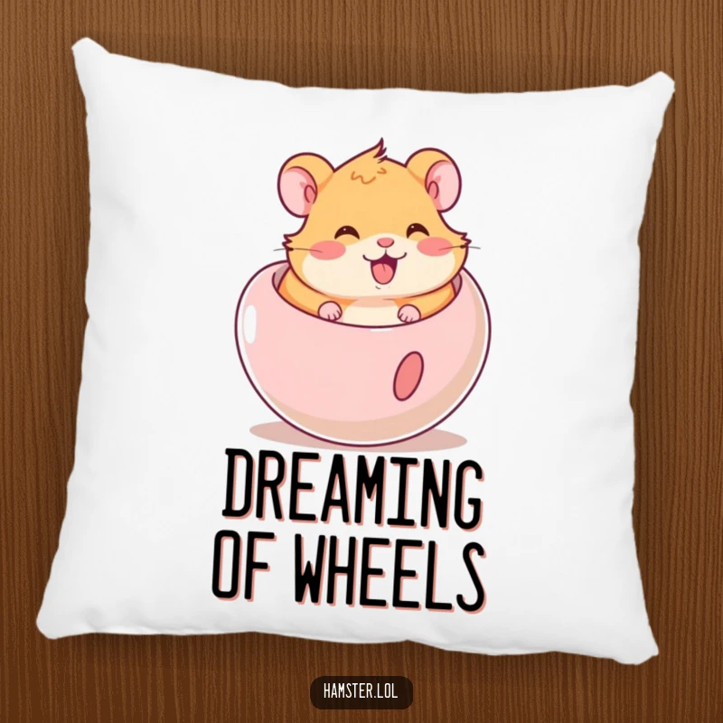 Funny Hamster Pillow: A contented hamster joyfully rolling within a clear exercise ball, adding a touch of cute humor.