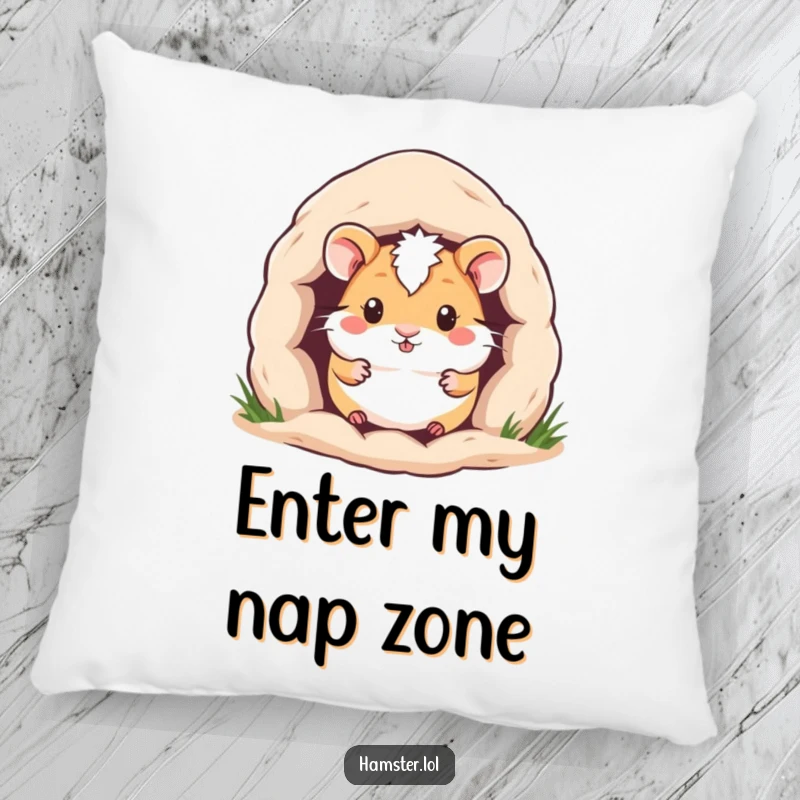 Funny Hamster Pillow: A contented hamster peeking from its cozy burrow, adding a touch of cute, warm humor.