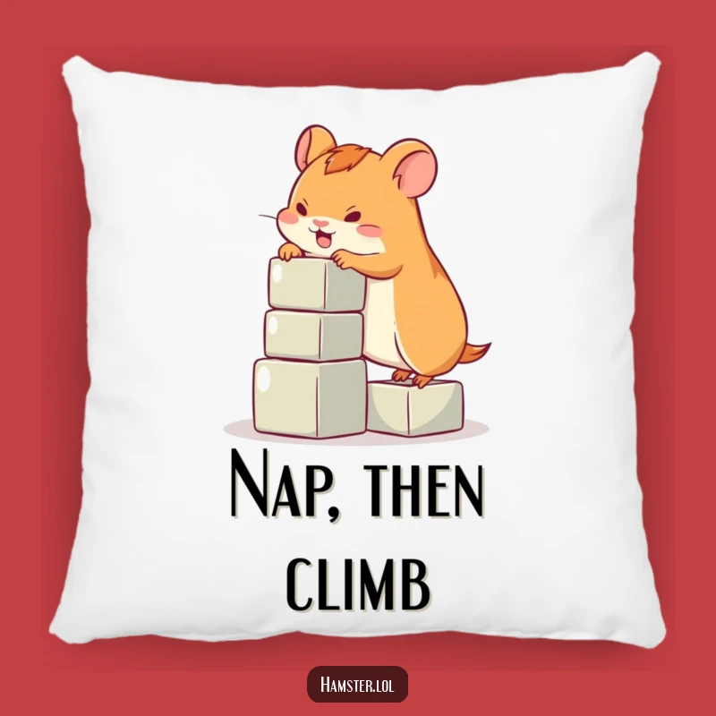 Funny Hamster Climbing Blocks Pillow - Soft & Hilarious Home Decor
