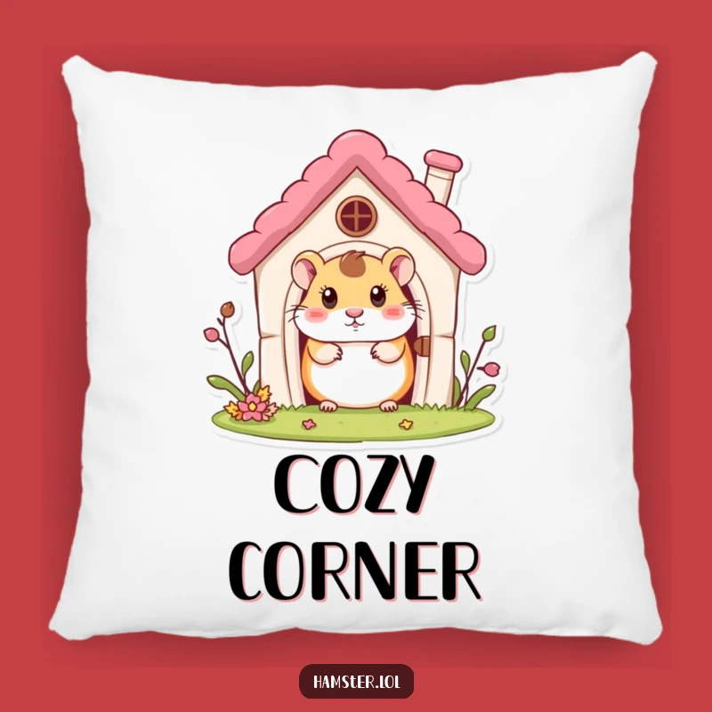 Funny Hamster House Pillow: Curious Character Peeking, Soft Humorous Gift for Comfort