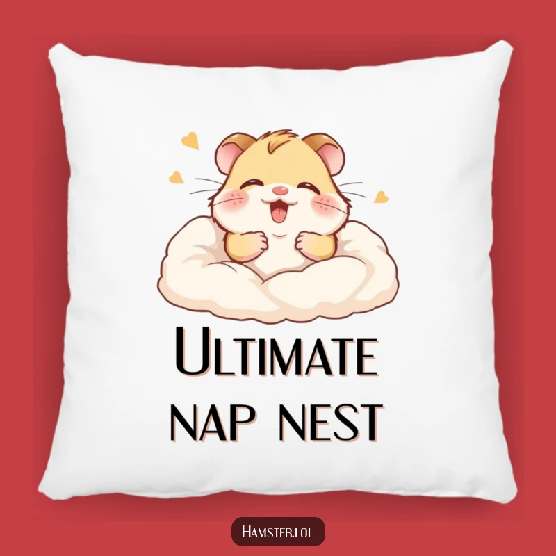 Funny Hamster Pillow: Soft cushion with giggling rodent in bedding, a comforting funny gift