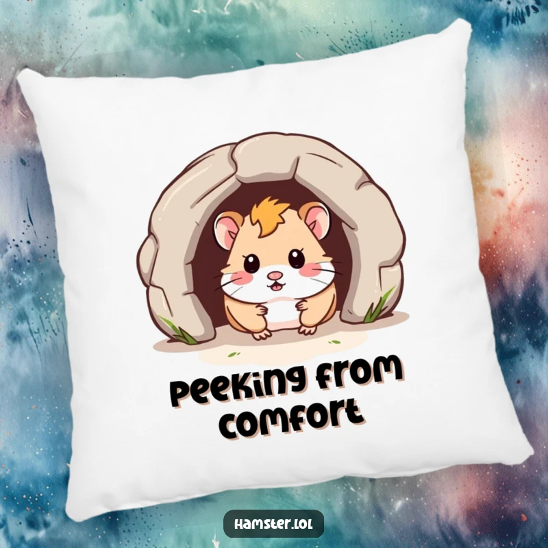 Funny Pillow shows a hamster peeking out from a miniature tunnel, offering a humorous and comfortable decorative touch.