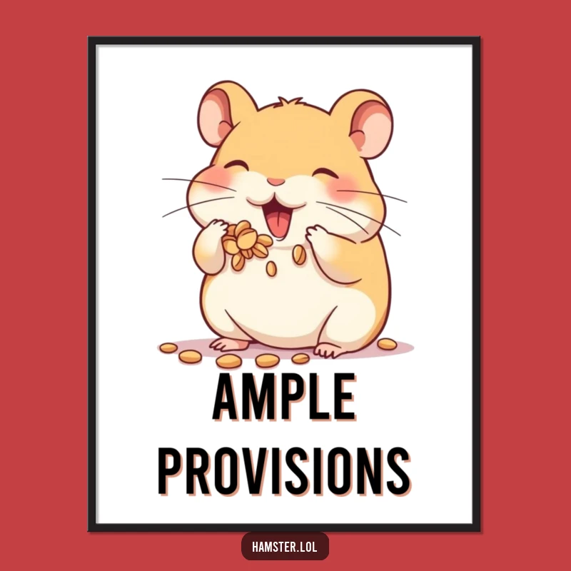 Funny Hamster Digital Art: Cheeky character's seed stuffing, instant download