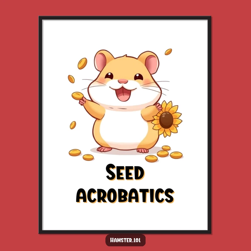 Funny Hamster Juggling Digital Art: Skilled Rodent Print Gift