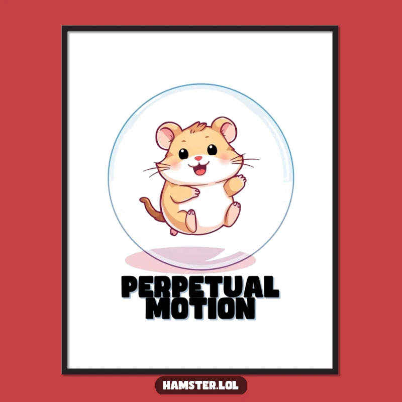 Funny Hamster Ball Digital Art: Playful Character Rolling, Printable Humorous Gift