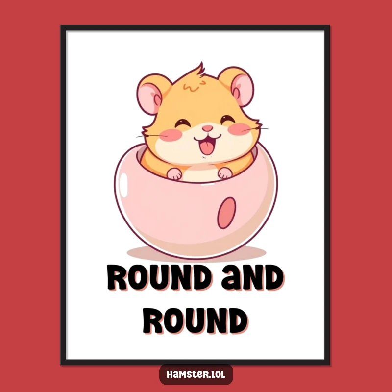Funny Hamster Ball Digital Art: Happy Rodent Rolling Print Gift