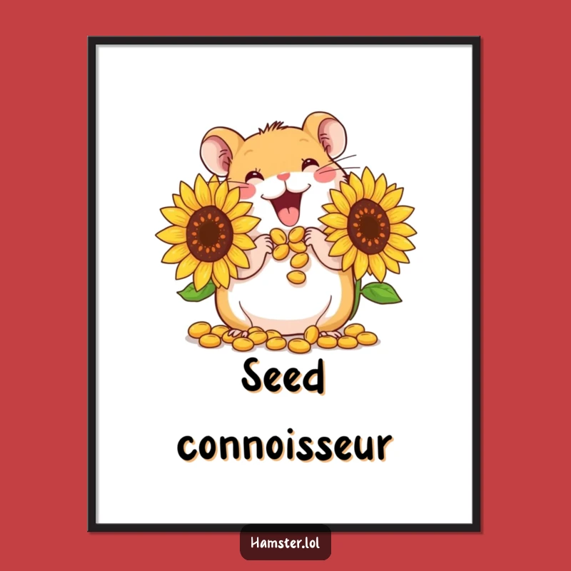 Funny Hamster Seed Digital Art: Cute Character Stuffing Cheeks, Printable Humorous Gift
