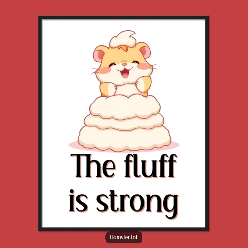 Funny Hamster Fluff Tower Digital Art Print: Adorable Rodent Wall Decor Gift