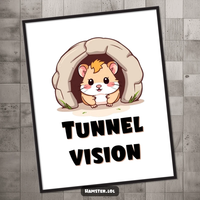 Funny Digital Art Print shows a curious hamster peeking out from a miniature tunnel, adding instant humor and intrigue to decor.