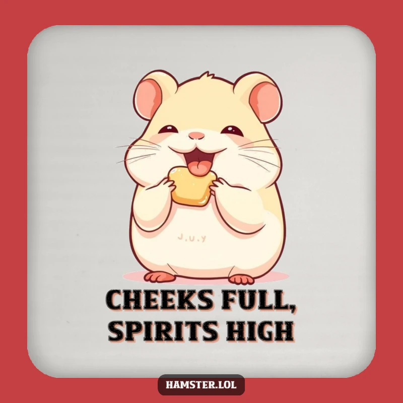 Funny Hamster Cheeks Coaster - Protect Surfaces with Joyful Hoarding!