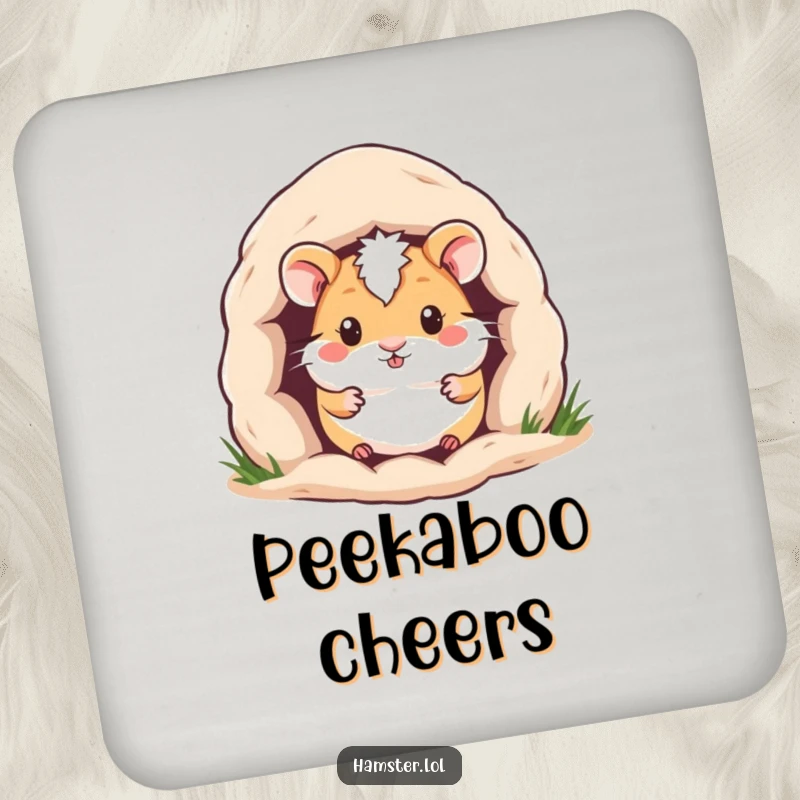 Funny Hamster Coaster: Cute hamster peeking from a cozy burrow, adding humorous warmth to drink protection.