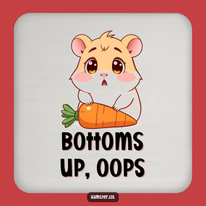 Funny Hamster Coaster: Protect surfaces with surprised rodent on carrot, a quirky funny gift