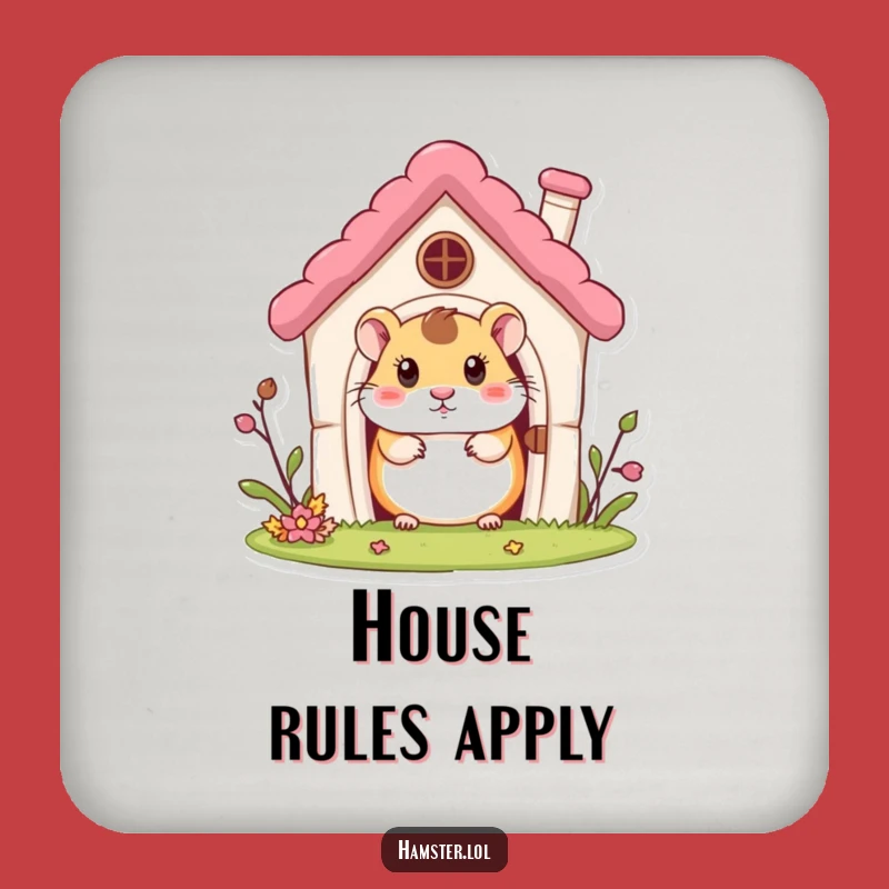 Funny Hamster House Coaster: Curious Character Peeking, Bar Humorous Gift for Protection