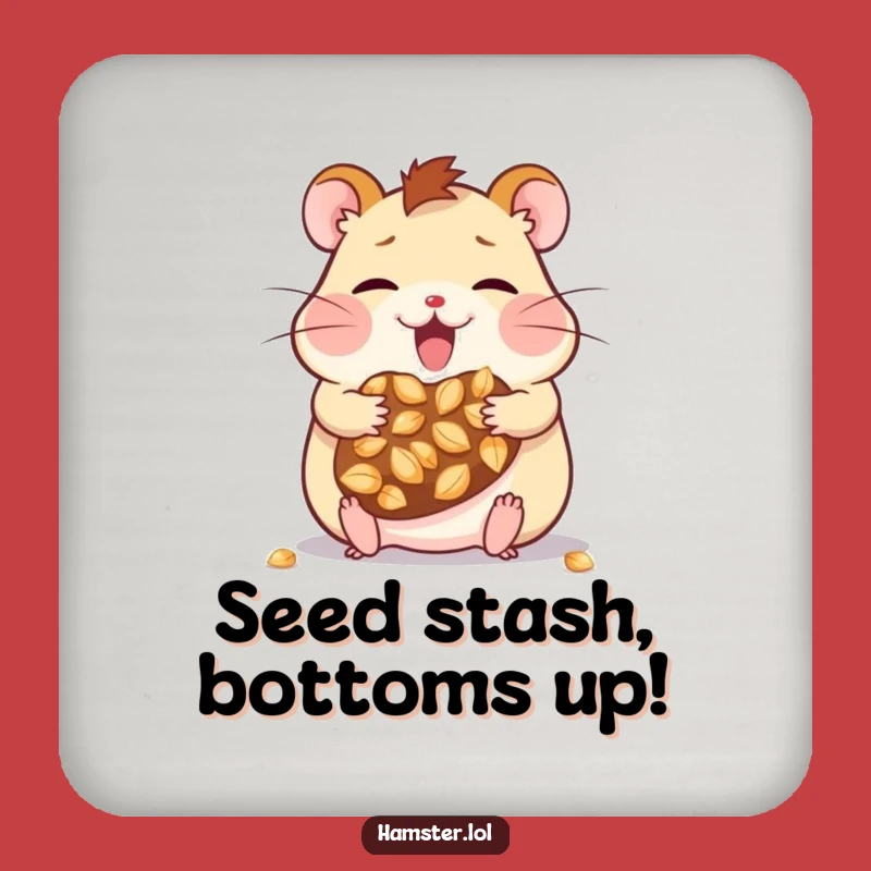 Funny Kawaii Hamster Seed Coaster - Humorous Gift to Protect Your Surfaces