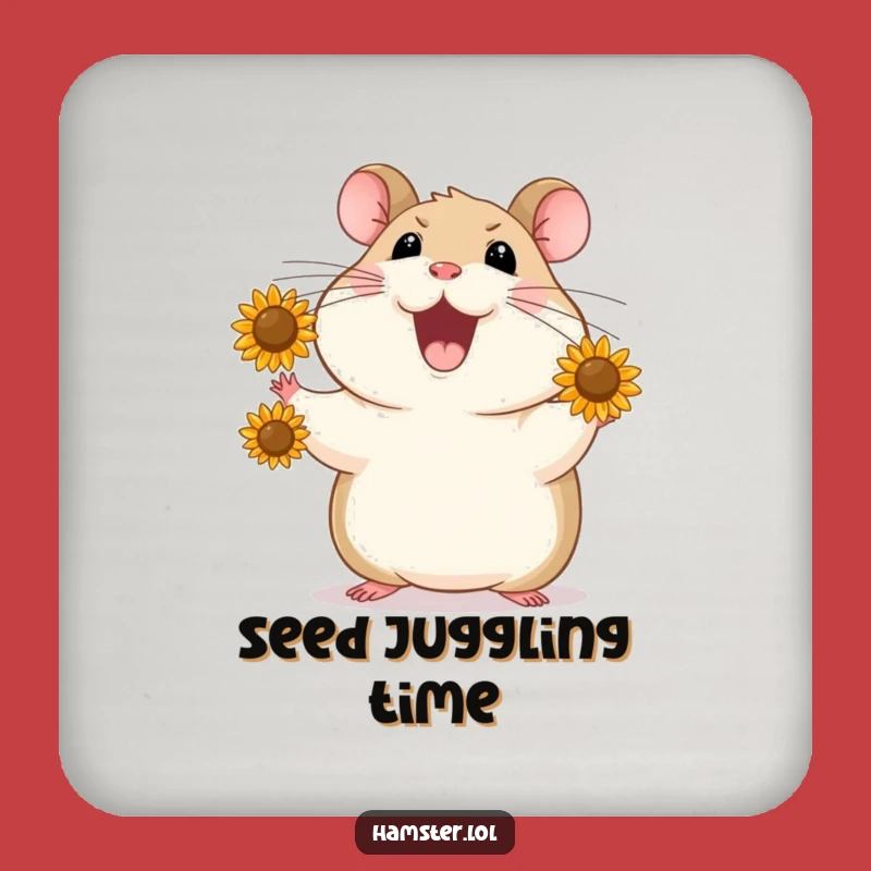 Funny Hamster Juggling Seeds Coasters - Protect Surfaces with Playful Skill!
