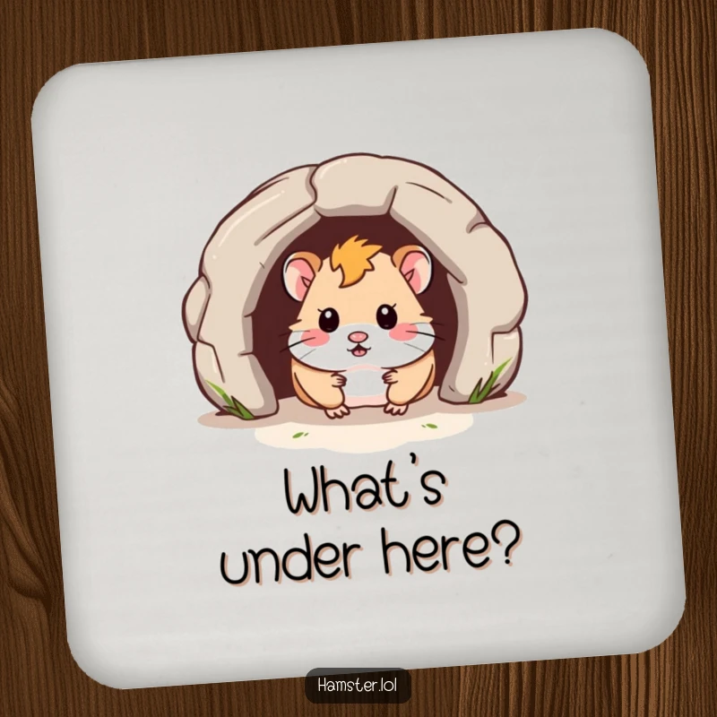 Funny Drink Coaster shows a hamster peeking from a tunnel, adding a humorous and protective element with a touch of intrigue.