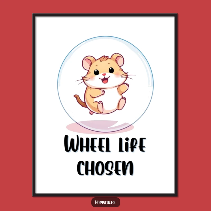 Funny Hamster Ball Poster: Playful Character Rolling, Artistic Humorous Gift for Wall Decor