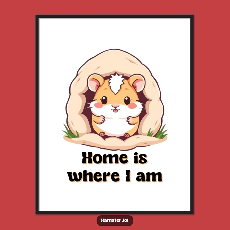 Funny Hamster Burrow Poster: Cozy Rodent Peek Art Gift