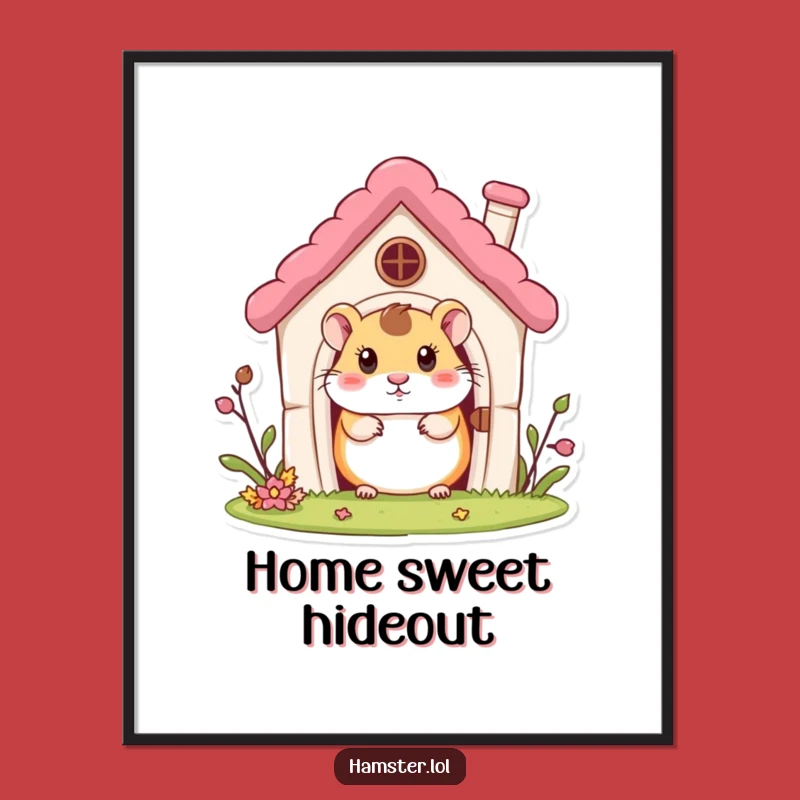 Funny Hamster House Poster: Curious Character Peeking, Artistic Humorous Gift for Wall Decor