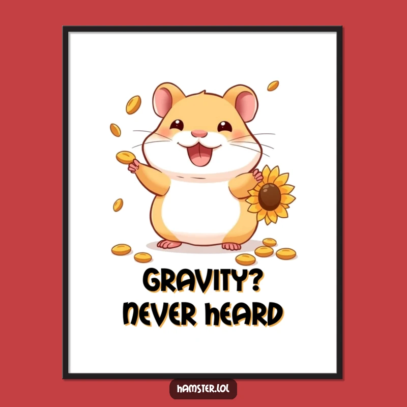 Funny Hamster Juggling Poster: Skilled Rodent Seed Art Gift