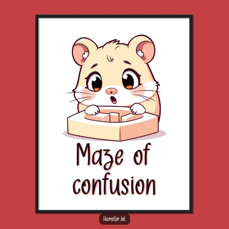 Funny Hamster Maze Poster: Wide-Eyed Wonder, Hilarious Wall Art Gift