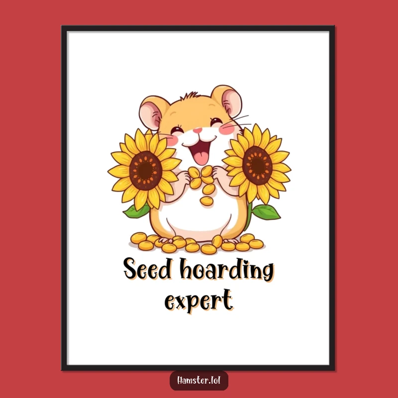 Funny Hamster Seed Poster: Cute Character Stuffing Cheeks, Artistic Humorous Gift for Wall Decor