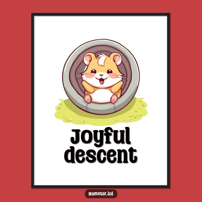Funny Hamster Tube Poster: Playful Slide, Hilarious Wall Art Gift