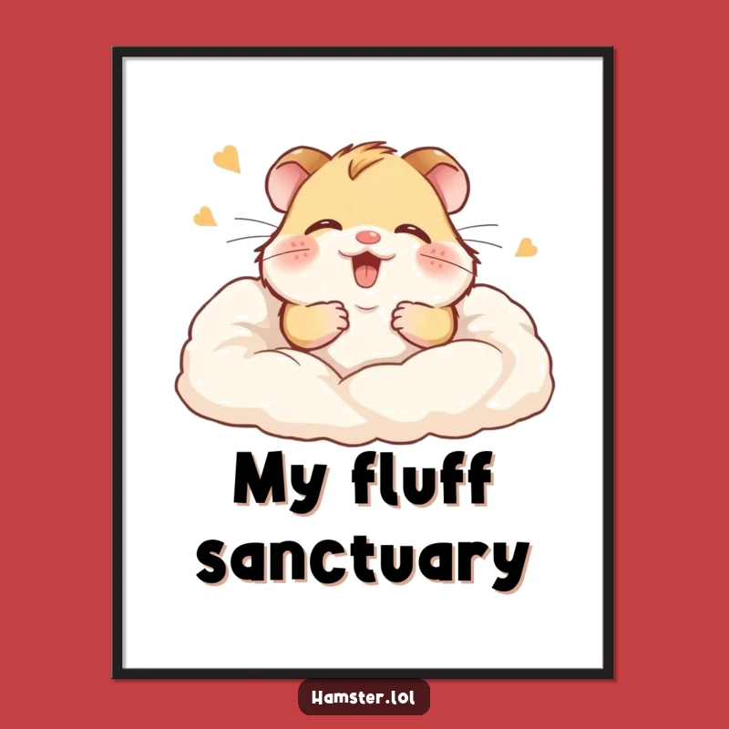 Funny Hamster Poster: Wall art of giggling rodent in bedding, a cheerful funny gift