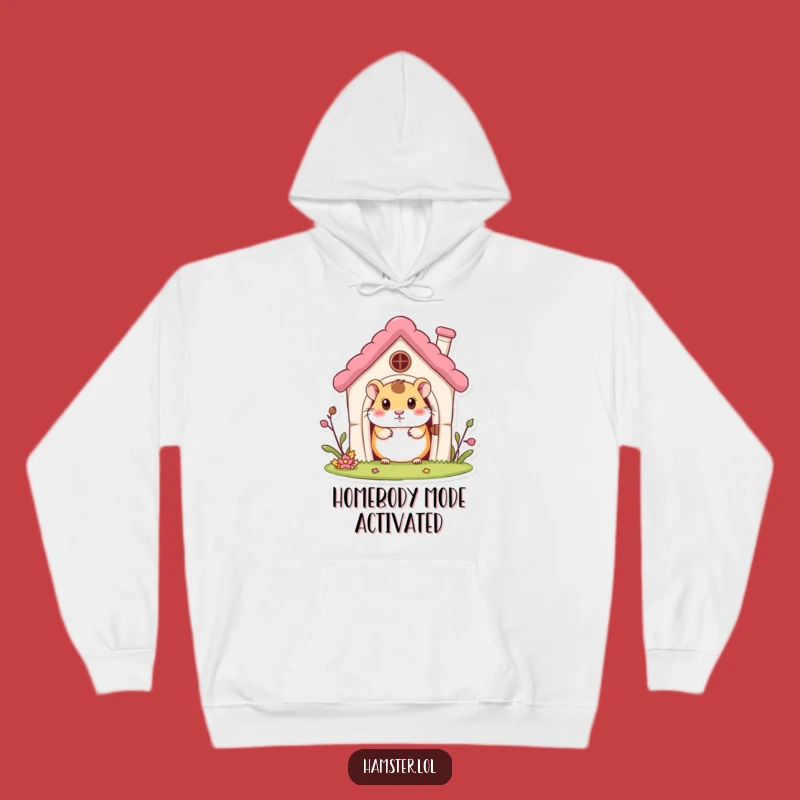 Funny Hamster House Hoodie: Curious Character Peeking, Cozy Humorous Gift for Warmth