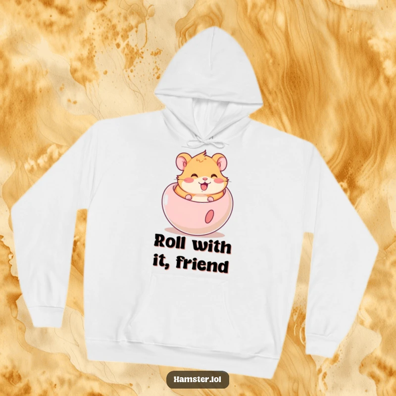Funny Hamster Hoodie: Adorable hamster in mid-roll inside a clear ball, radiating pure, unadulterated fun.