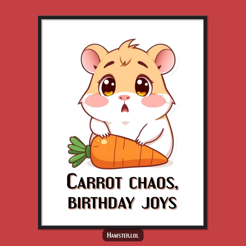 Funny Free Printable Wall Art: Surprised Hamster on Carrot, Quirky Downloadable Home Decor