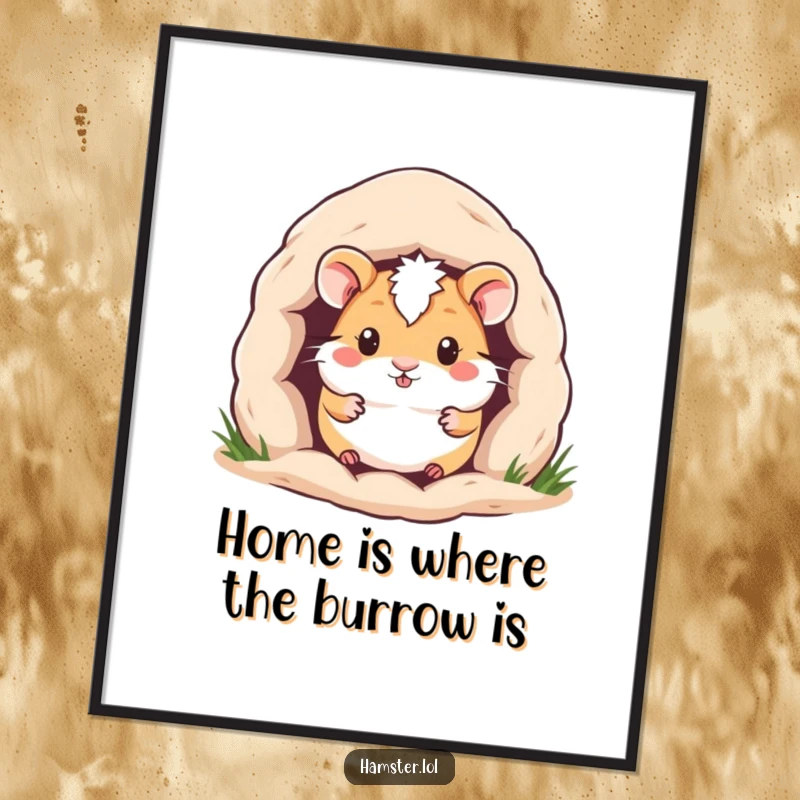 Funny Free Printable Wall Art: A cute hamster peeking out from a soft, cozy burrow, adding a touch of sweetness and warmth.