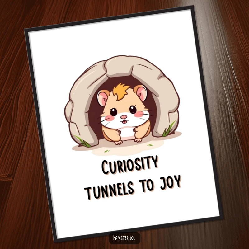 Funny Free Printable Wall Art: A curious hamster peeks from a miniature tunnel, adding an element of playful discovery to decor.