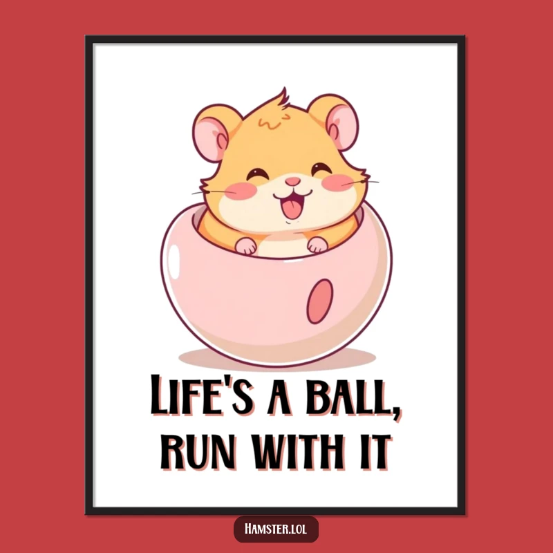 Free Printable Wall Art: Cute Hamster Rolling - Funny Downloadable Decor Gift