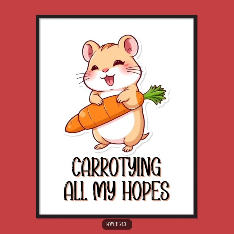 Free Printable Wall Art: Giant Carrot Hamster, Funny Downloadable Art for Whimsical Decor