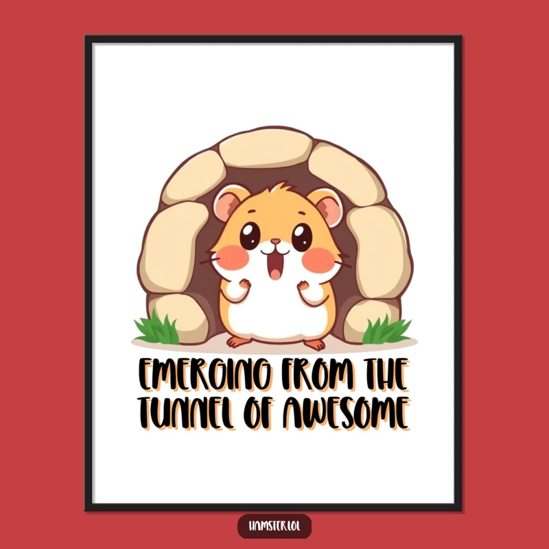 Free Printable Wall Art: Surprised Hamster Tunnel, Funny Downloadable Art for Amusements