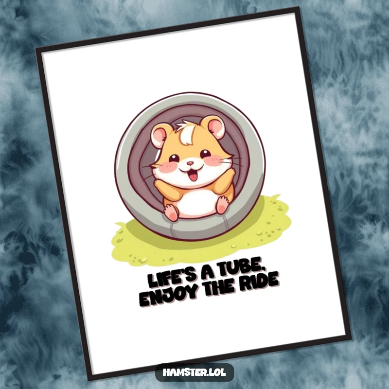 Funny Free Printable Wall Art: A hamster character playfully sliding down a tube with a big smile, adding whimsical charm.
