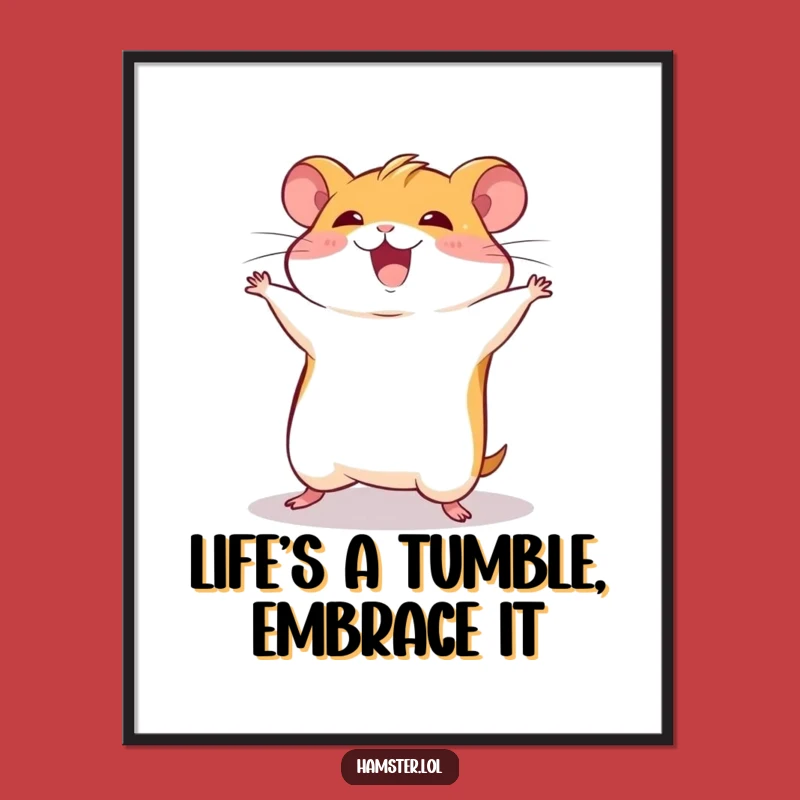 Funny Free Printable Wall Art: Hamster's Joyful Flip - DIY Downloadable Decor