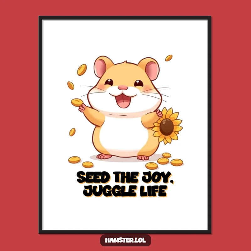 Free Printable Wall Art: Juggling Hamster - Funny Downloadable Decor Gift