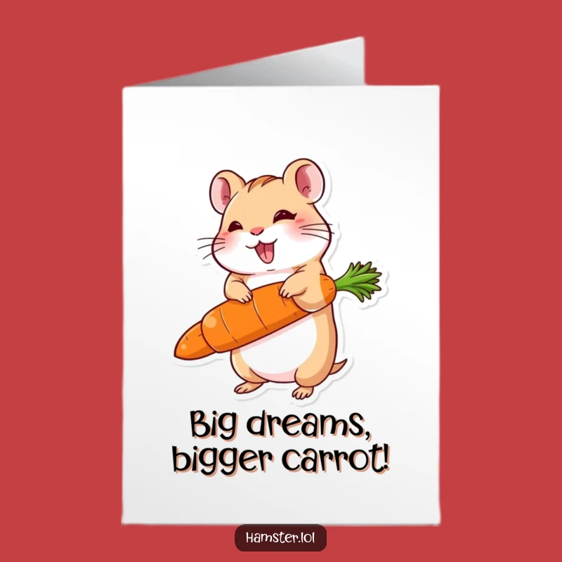 Free Printable Birthday Card: Big Carrot Hamster, Funny Downloadable Gift